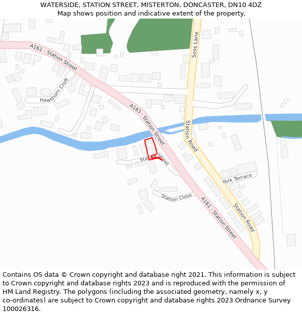 WATERSIDE, STATION STREET, MISTERTON, DONCASTER, DN10 4DZ: Location map and indicative extent of plot