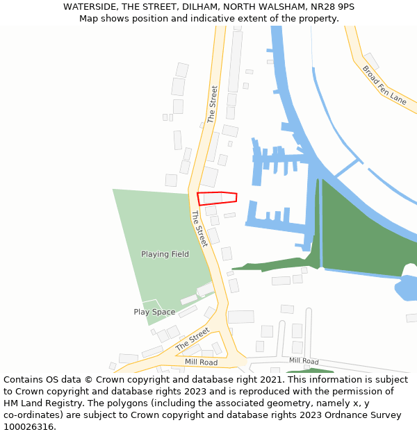 WATERSIDE, THE STREET, DILHAM, NORTH WALSHAM, NR28 9PS: Location map and indicative extent of plot