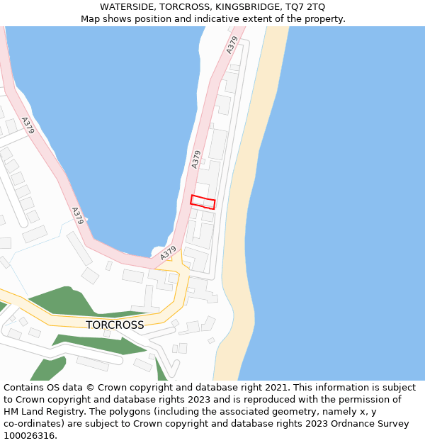 WATERSIDE, TORCROSS, KINGSBRIDGE, TQ7 2TQ: Location map and indicative extent of plot
