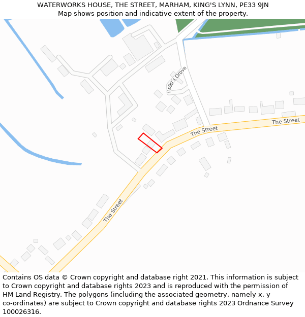 WATERWORKS HOUSE, THE STREET, MARHAM, KING'S LYNN, PE33 9JN: Location map and indicative extent of plot