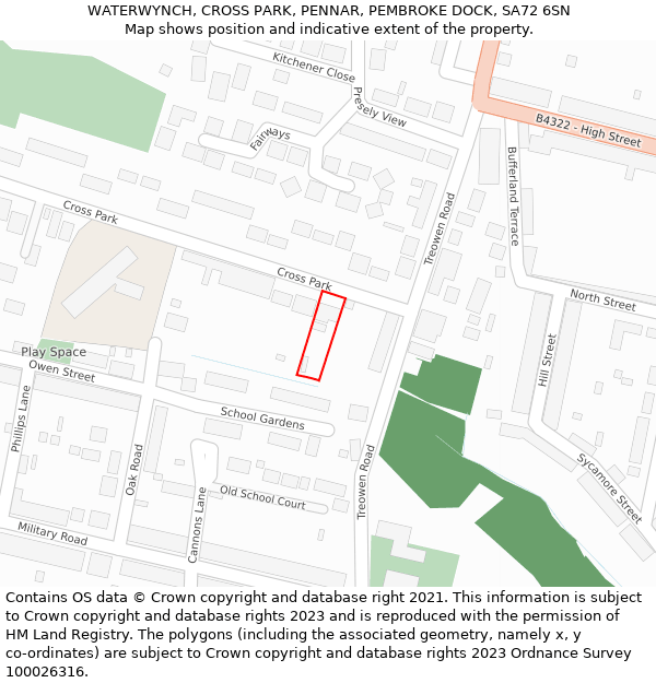 WATERWYNCH, CROSS PARK, PENNAR, PEMBROKE DOCK, SA72 6SN: Location map and indicative extent of plot