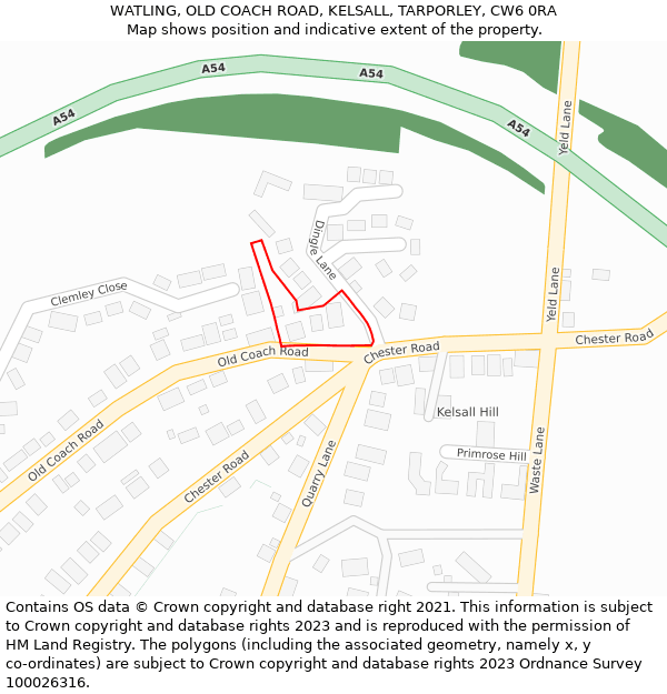 WATLING, OLD COACH ROAD, KELSALL, TARPORLEY, CW6 0RA: Location map and indicative extent of plot