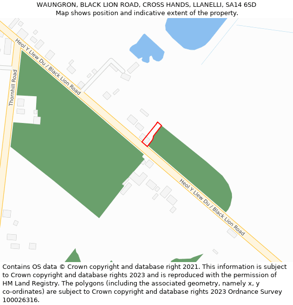 WAUNGRON, BLACK LION ROAD, CROSS HANDS, LLANELLI, SA14 6SD: Location map and indicative extent of plot