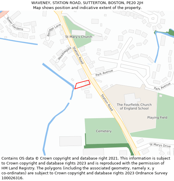 WAVENEY, STATION ROAD, SUTTERTON, BOSTON, PE20 2JH: Location map and indicative extent of plot