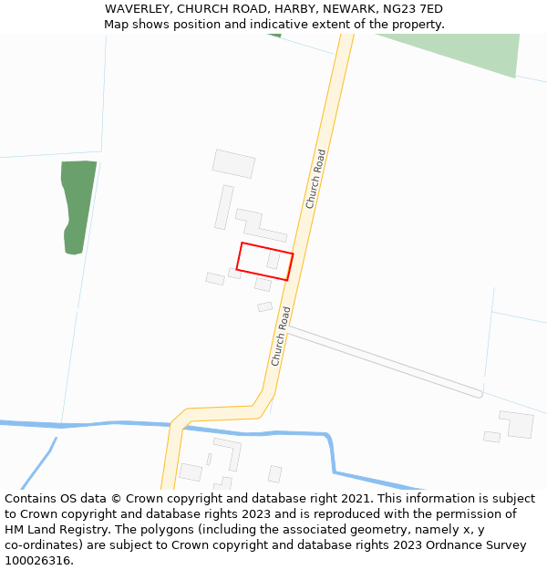 WAVERLEY, CHURCH ROAD, HARBY, NEWARK, NG23 7ED: Location map and indicative extent of plot