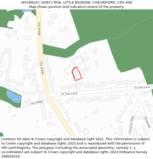 WAVERLEY, DARCY RISE, LITTLE BADDOW, CHELMSFORD, CM3 4SN: Location map and indicative extent of plot