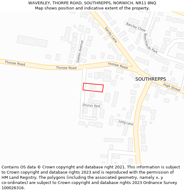 WAVERLEY, THORPE ROAD, SOUTHREPPS, NORWICH, NR11 8NQ: Location map and indicative extent of plot