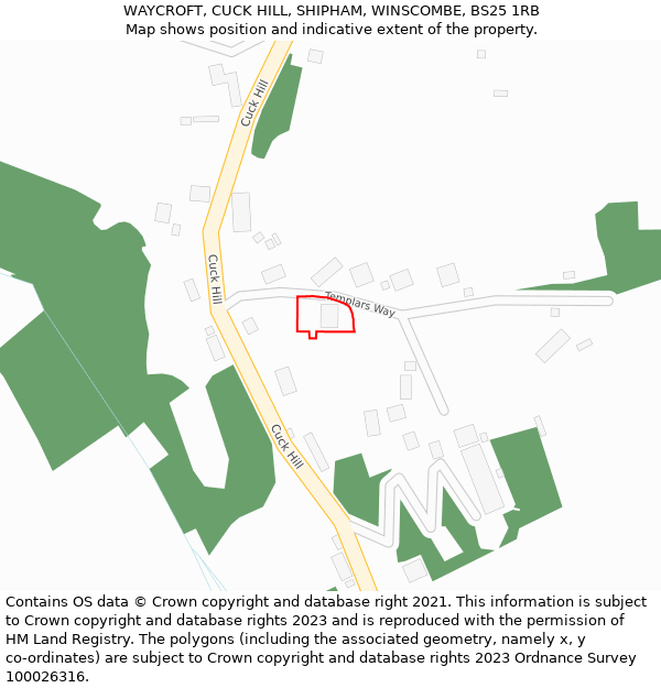 WAYCROFT, CUCK HILL, SHIPHAM, WINSCOMBE, BS25 1RB: Location map and indicative extent of plot