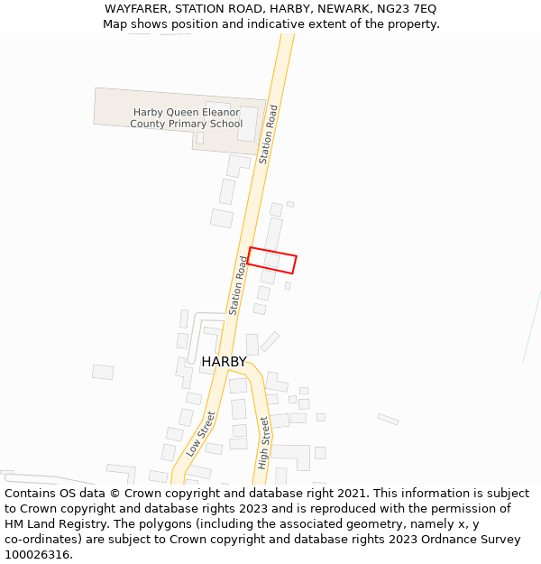 WAYFARER, STATION ROAD, HARBY, NEWARK, NG23 7EQ: Location map and indicative extent of plot