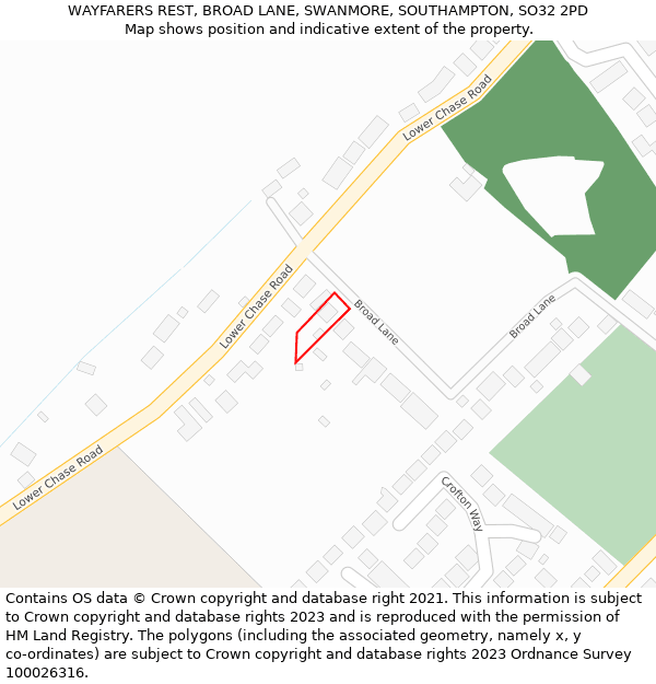 WAYFARERS REST, BROAD LANE, SWANMORE, SOUTHAMPTON, SO32 2PD: Location map and indicative extent of plot