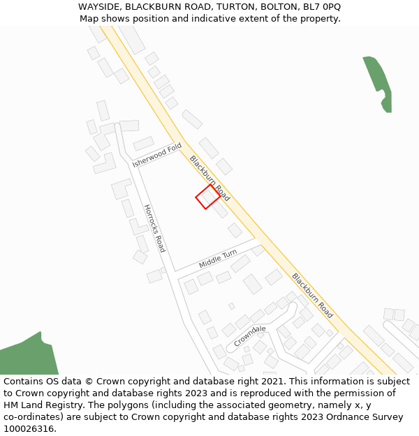 WAYSIDE, BLACKBURN ROAD, TURTON, BOLTON, BL7 0PQ: Location map and indicative extent of plot