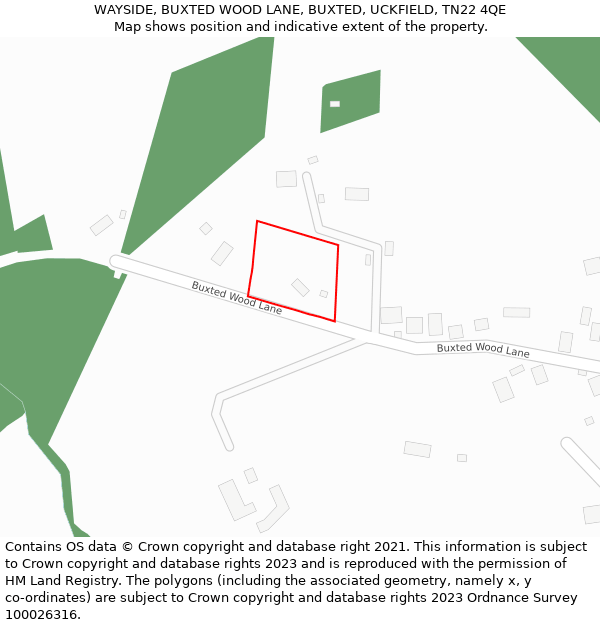 WAYSIDE, BUXTED WOOD LANE, BUXTED, UCKFIELD, TN22 4QE: Location map and indicative extent of plot