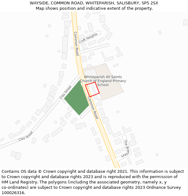 WAYSIDE, COMMON ROAD, WHITEPARISH, SALISBURY, SP5 2SX: Location map and indicative extent of plot