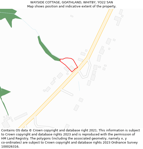 WAYSIDE COTTAGE, GOATHLAND, WHITBY, YO22 5AN: Location map and indicative extent of plot