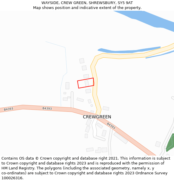 WAYSIDE, CREW GREEN, SHREWSBURY, SY5 9AT: Location map and indicative extent of plot