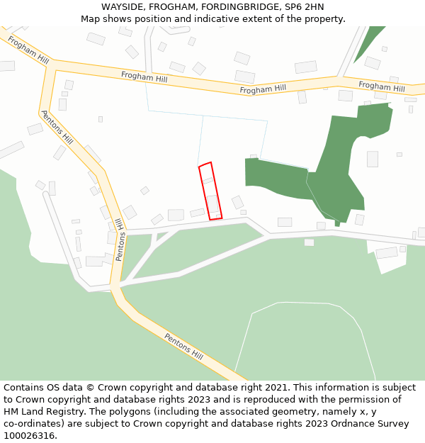WAYSIDE, FROGHAM, FORDINGBRIDGE, SP6 2HN: Location map and indicative extent of plot