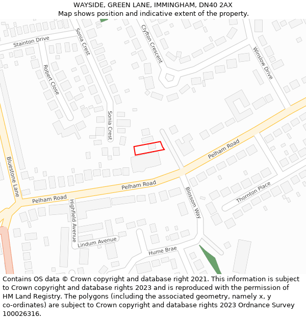 WAYSIDE, GREEN LANE, IMMINGHAM, DN40 2AX: Location map and indicative extent of plot