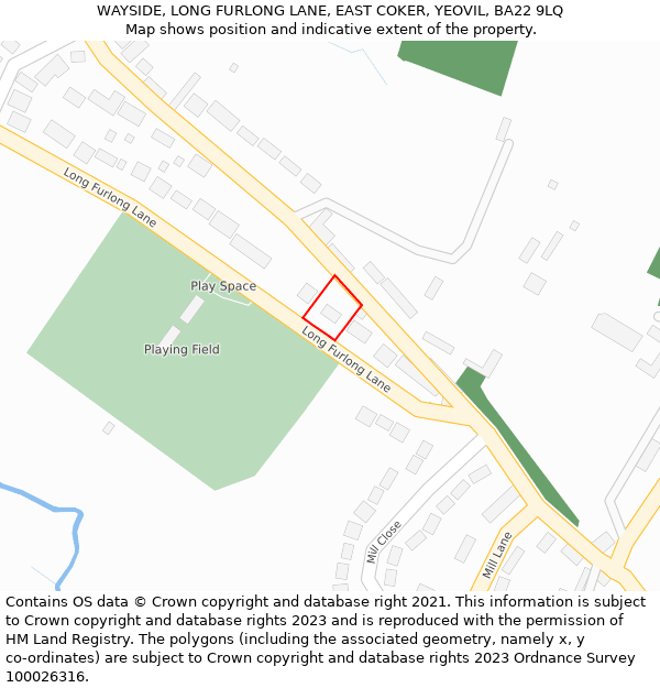 WAYSIDE, LONG FURLONG LANE, EAST COKER, YEOVIL, BA22 9LQ: Location map and indicative extent of plot