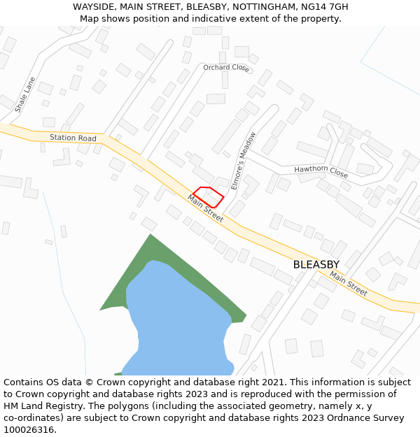 WAYSIDE, MAIN STREET, BLEASBY, NOTTINGHAM, NG14 7GH: Location map and indicative extent of plot