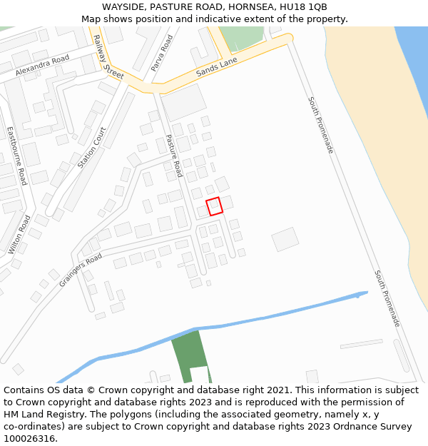 WAYSIDE, PASTURE ROAD, HORNSEA, HU18 1QB: Location map and indicative extent of plot
