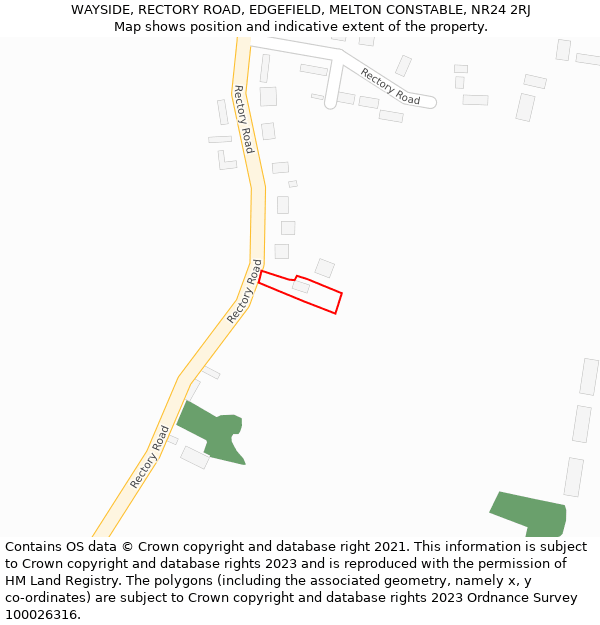 WAYSIDE, RECTORY ROAD, EDGEFIELD, MELTON CONSTABLE, NR24 2RJ: Location map and indicative extent of plot