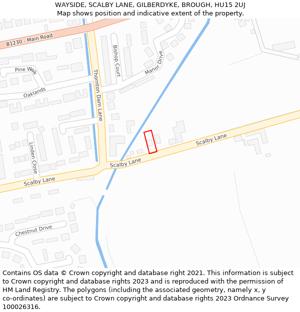 WAYSIDE, SCALBY LANE, GILBERDYKE, BROUGH, HU15 2UJ: Location map and indicative extent of plot