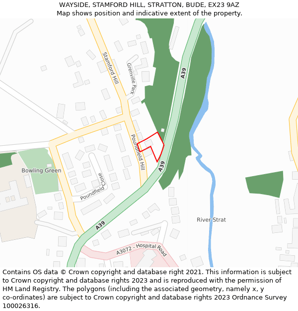 WAYSIDE, STAMFORD HILL, STRATTON, BUDE, EX23 9AZ: Location map and indicative extent of plot