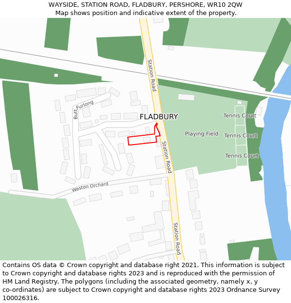 WAYSIDE, STATION ROAD, FLADBURY, PERSHORE, WR10 2QW: Location map and indicative extent of plot