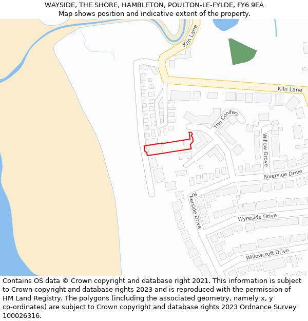 WAYSIDE, THE SHORE, HAMBLETON, POULTON-LE-FYLDE, FY6 9EA: Location map and indicative extent of plot