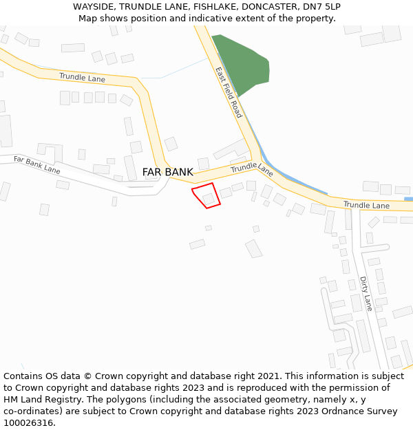 WAYSIDE, TRUNDLE LANE, FISHLAKE, DONCASTER, DN7 5LP: Location map and indicative extent of plot