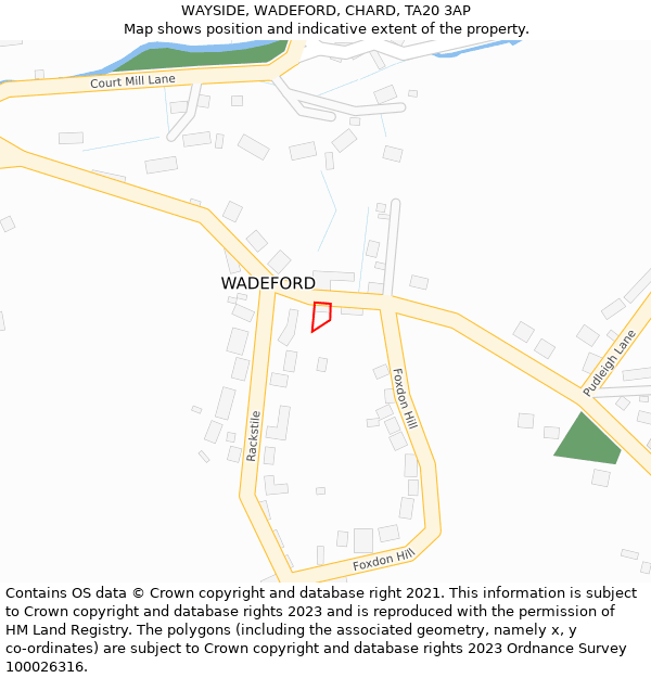 WAYSIDE, WADEFORD, CHARD, TA20 3AP: Location map and indicative extent of plot