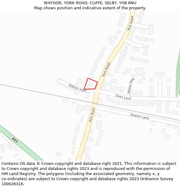 WAYSIDE, YORK ROAD, CLIFFE, SELBY, YO8 6NU: Location map and indicative extent of plot