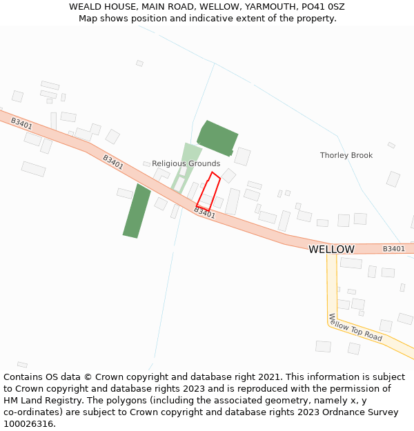WEALD HOUSE, MAIN ROAD, WELLOW, YARMOUTH, PO41 0SZ: Location map and indicative extent of plot