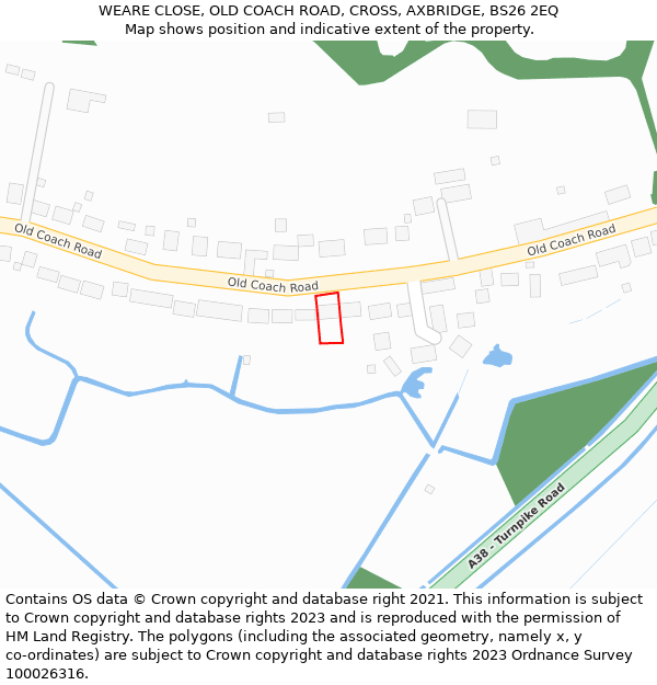 WEARE CLOSE, OLD COACH ROAD, CROSS, AXBRIDGE, BS26 2EQ: Location map and indicative extent of plot