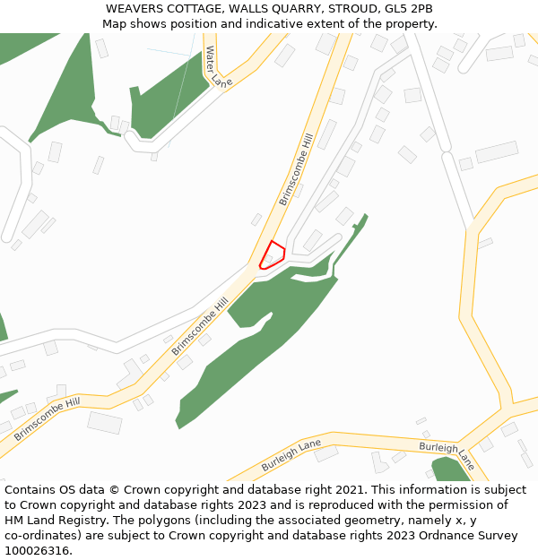 WEAVERS COTTAGE, WALLS QUARRY, STROUD, GL5 2PB: Location map and indicative extent of plot