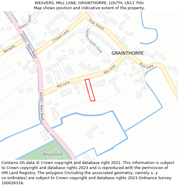 WEAVERS, MILL LANE, GRAINTHORPE, LOUTH, LN11 7HU: Location map and indicative extent of plot