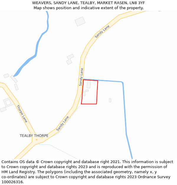 WEAVERS, SANDY LANE, TEALBY, MARKET RASEN, LN8 3YF: Location map and indicative extent of plot