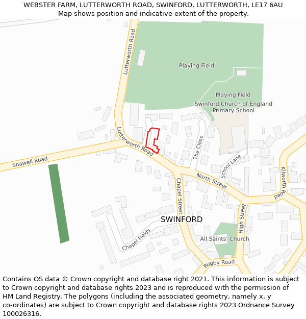WEBSTER FARM, LUTTERWORTH ROAD, SWINFORD, LUTTERWORTH, LE17 6AU: Location map and indicative extent of plot