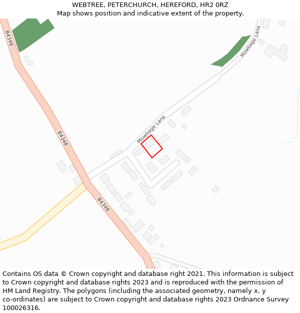 WEBTREE, PETERCHURCH, HEREFORD, HR2 0RZ: Location map and indicative extent of plot