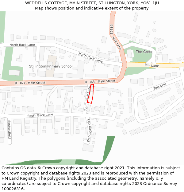 WEDDELLS COTTAGE, MAIN STREET, STILLINGTON, YORK, YO61 1JU: Location map and indicative extent of plot