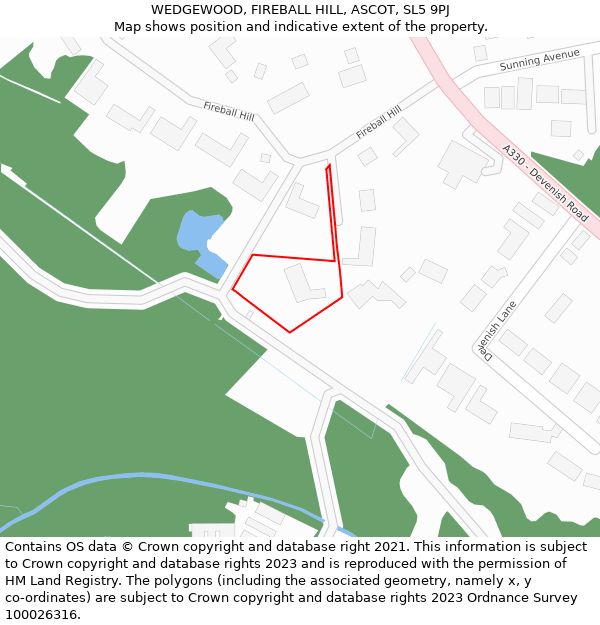 WEDGEWOOD, FIREBALL HILL, ASCOT, SL5 9PJ: Location map and indicative extent of plot