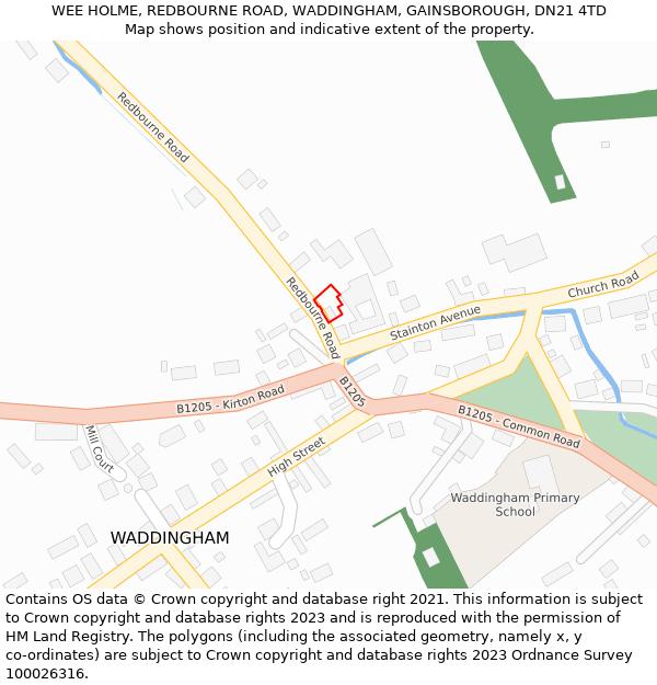 WEE HOLME, REDBOURNE ROAD, WADDINGHAM, GAINSBOROUGH, DN21 4TD: Location map and indicative extent of plot
