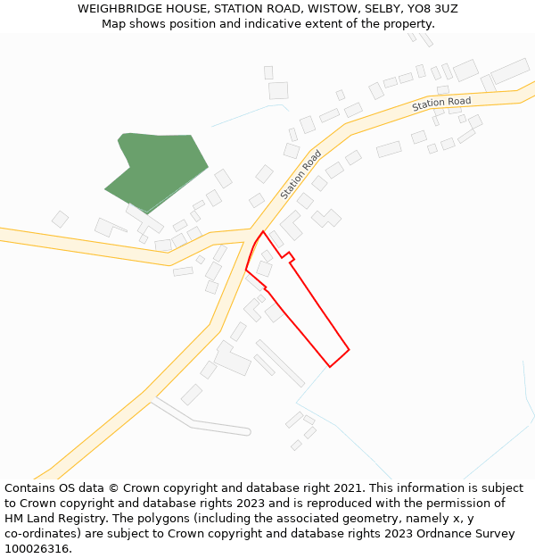 WEIGHBRIDGE HOUSE, STATION ROAD, WISTOW, SELBY, YO8 3UZ: Location map and indicative extent of plot