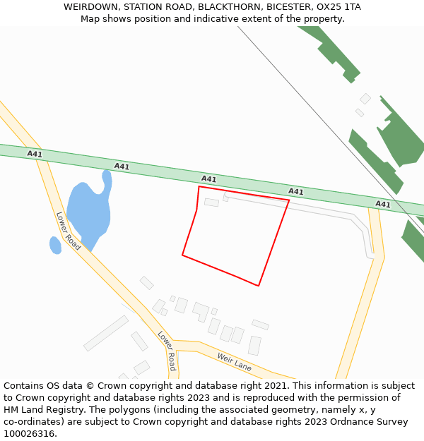 WEIRDOWN, STATION ROAD, BLACKTHORN, BICESTER, OX25 1TA: Location map and indicative extent of plot