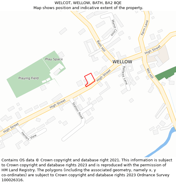 WELCOT, WELLOW, BATH, BA2 8QE: Location map and indicative extent of plot