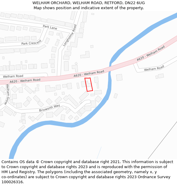 WELHAM ORCHARD, WELHAM ROAD, RETFORD, DN22 6UG: Location map and indicative extent of plot