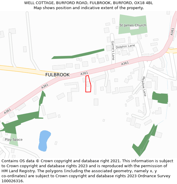 WELL COTTAGE, BURFORD ROAD, FULBROOK, BURFORD, OX18 4BL: Location map and indicative extent of plot