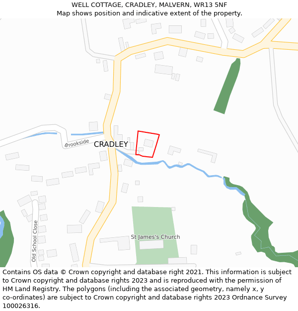 WELL COTTAGE, CRADLEY, MALVERN, WR13 5NF: Location map and indicative extent of plot