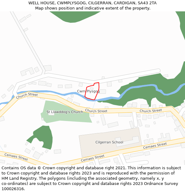 WELL HOUSE, CWMPLYSGOG, CILGERRAN, CARDIGAN, SA43 2TA: Location map and indicative extent of plot