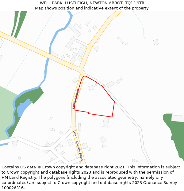 WELL PARK, LUSTLEIGH, NEWTON ABBOT, TQ13 9TR: Location map and indicative extent of plot